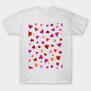 Valentine's  Day hearts - red, viva magenta and orange T-Shirt